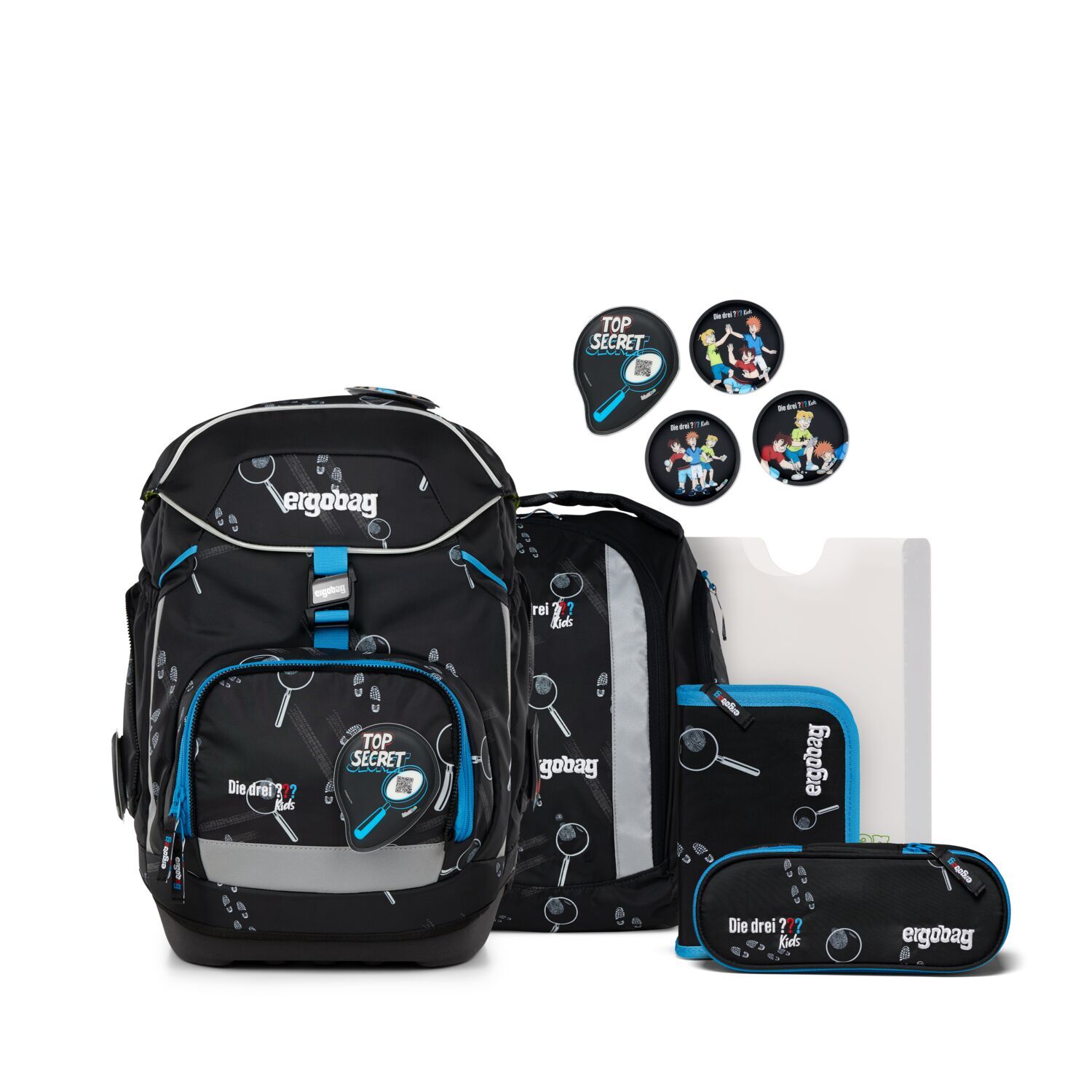 ergobag pack Die drei Fragezeichen Edition Schulrucksack-Set, 6-tlg. 2025 Bärdektiv