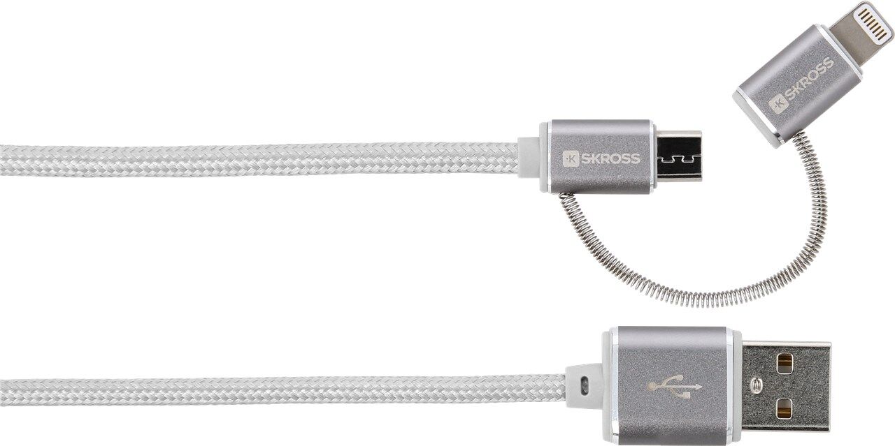 SKROSS Charge'n Sync 2in1 Micro USB & Lightning Connector - Steel Line