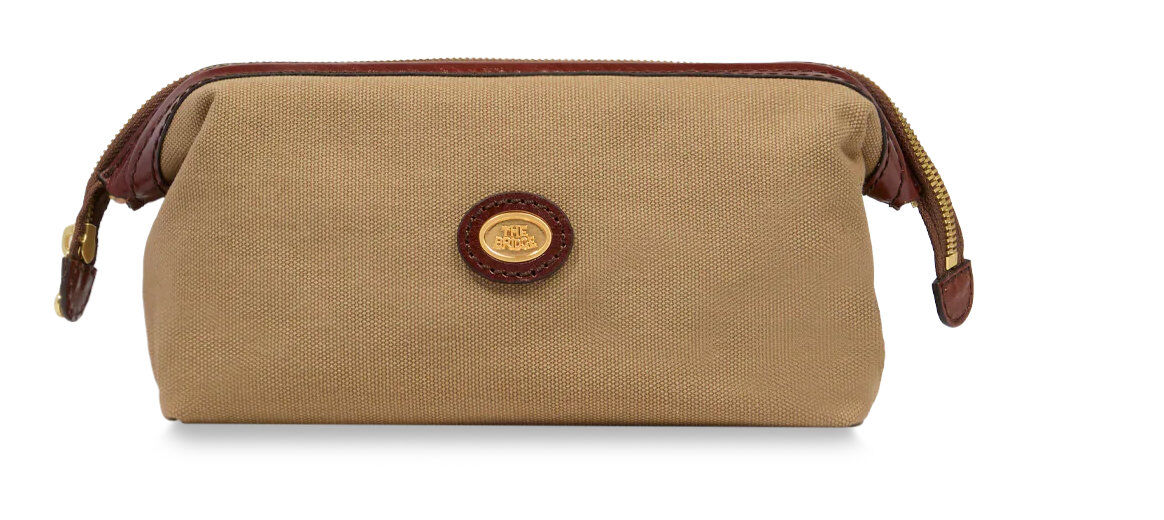 The Bridge Story Viaggio Kulturbeutel aus Leder und Stoff 22CM Natural/Braun/Gold