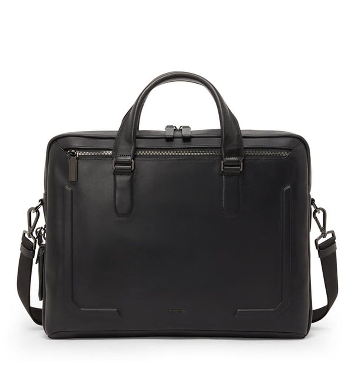 Tumi Harrison Avondale Leder-Aktentasche mit Reißverschluss oben Black Bombe