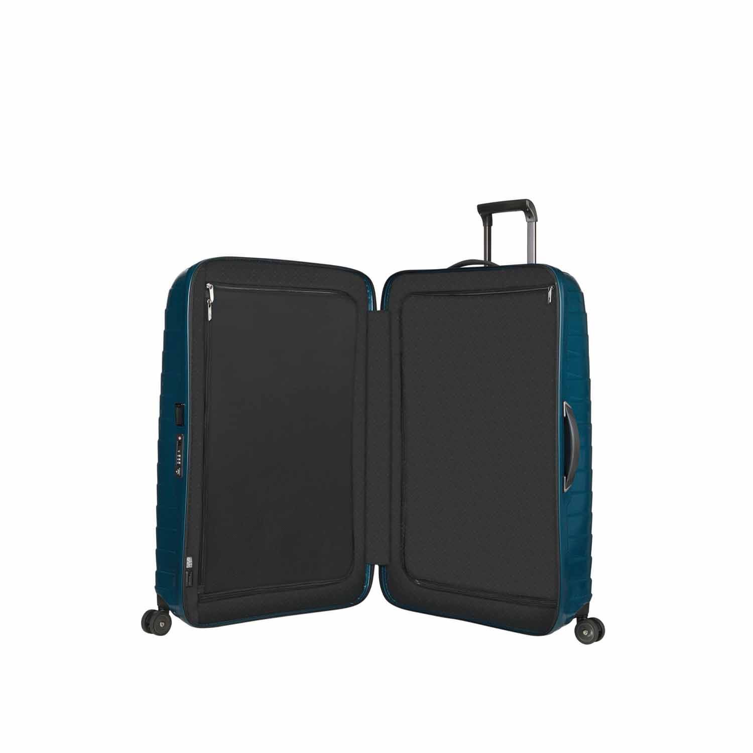 Samsonite Proxis Trolley mit 4 Rollen 81cm + GRATIS HOTELGUTSCHEIN Petrol Blue