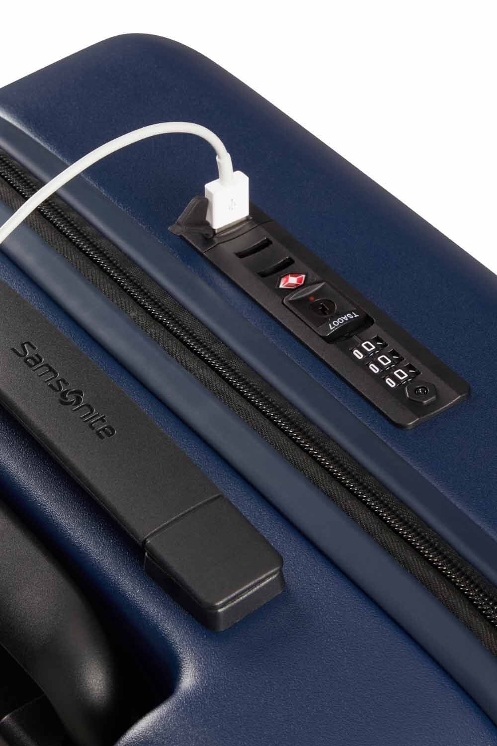 Samsonite Stackd Trolley mit Vortasche, 4 Rollen & erweiterbar + GRATIS HOTELGUTSCHEIN Navy