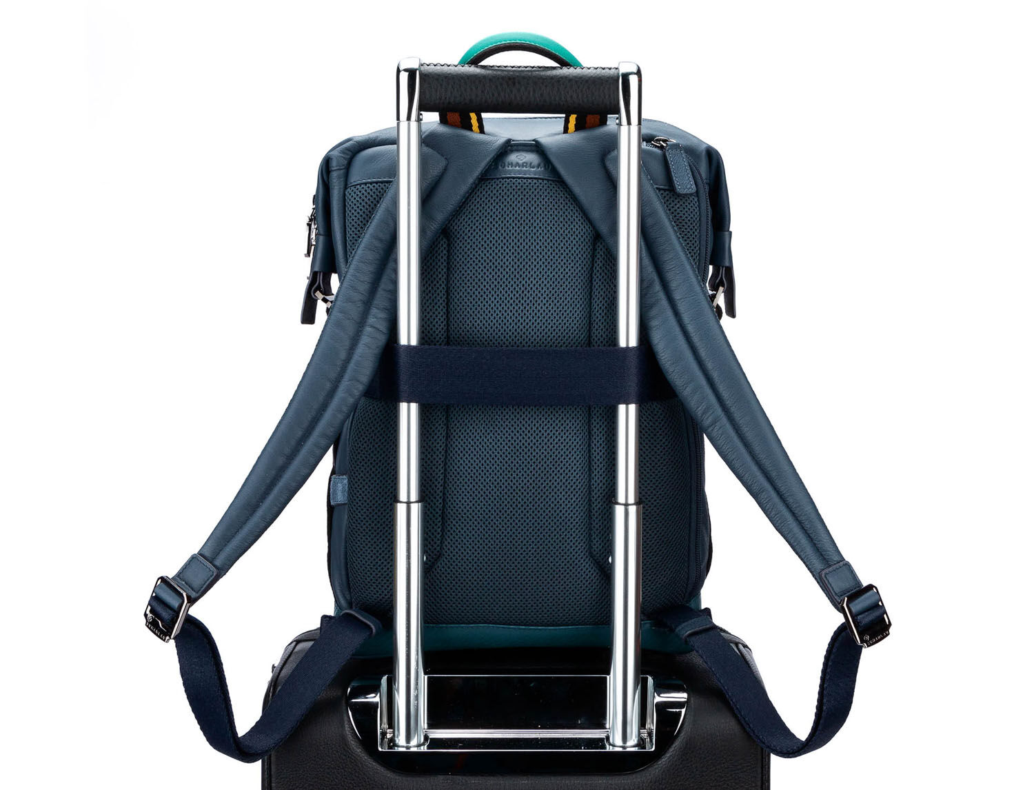 SCHARLAU Slackline RONJA Leder Rucksack für 13" Laptopfach Navy Blue