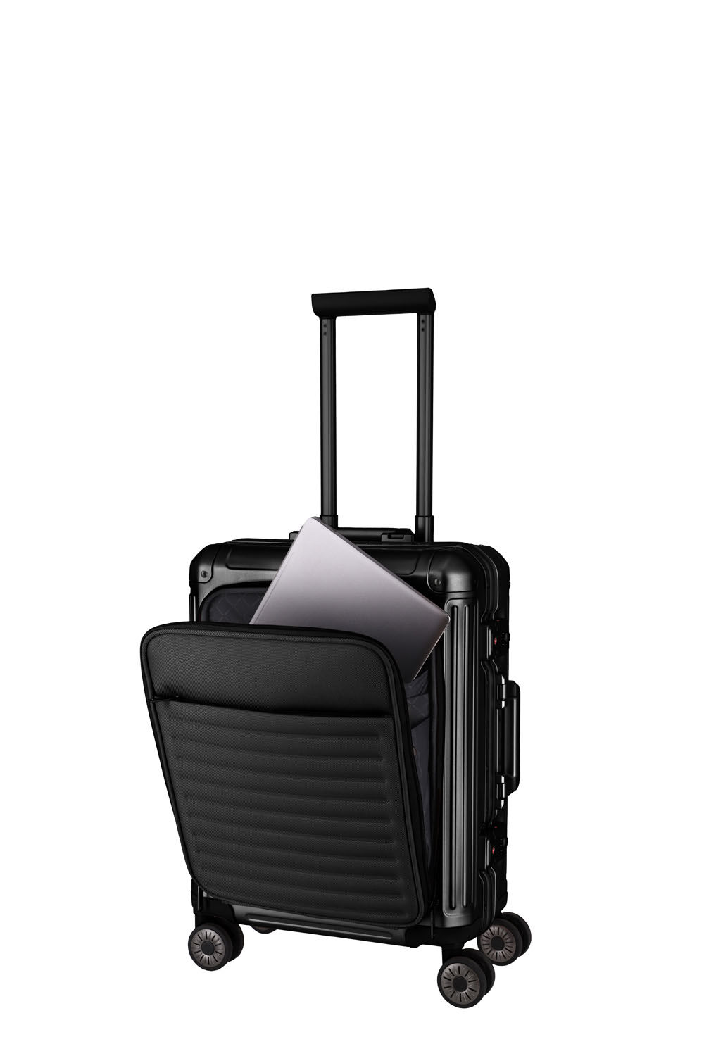 Travelite Next Trolley S 4-Rad mit Vortasche Schwarz