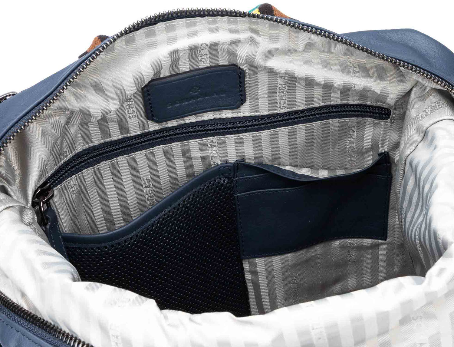 SCHARLAU Slackline RONJA Leder Rucksack für 13" Laptopfach Navy Blue