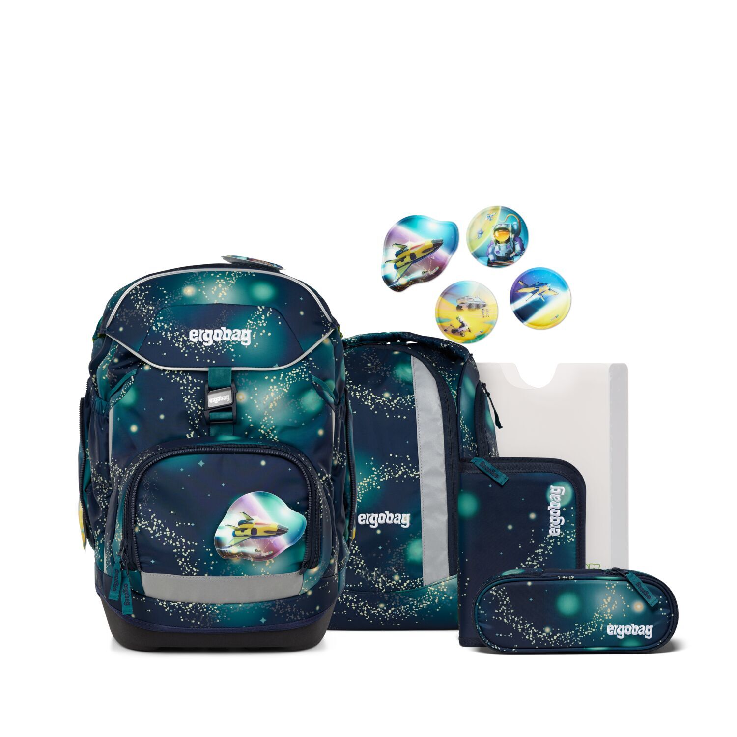 ergobag pack GALAXY GLOW 6-teiliges Schulrucksack-Set 2025 RaumfahrBär