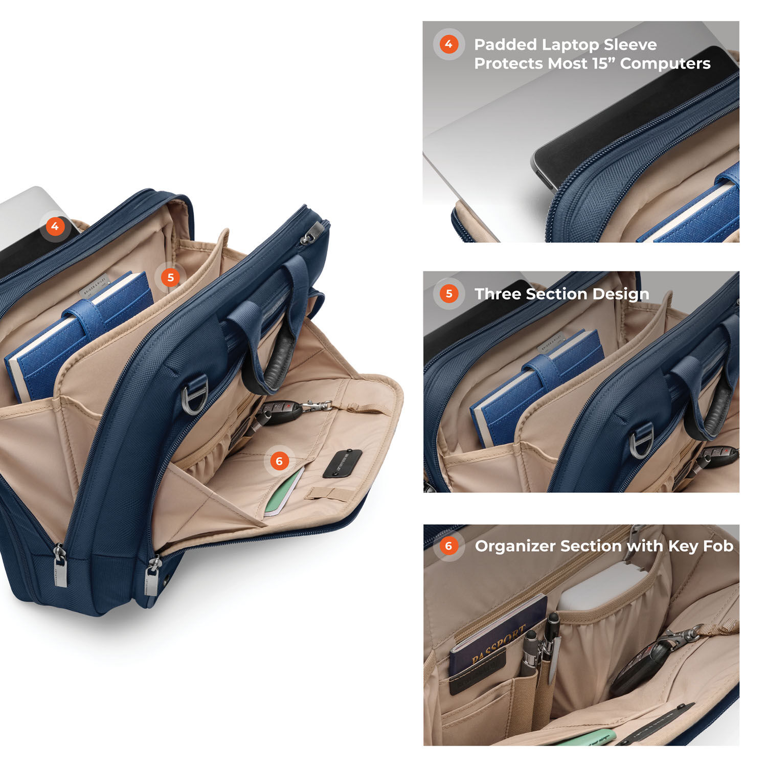 Briggs & Riley Business 2.0 Medium Expandable Brief Navy