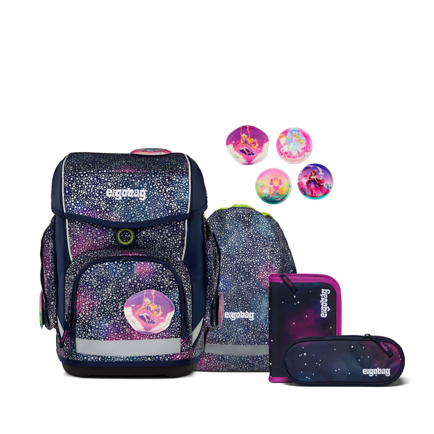ergobag cubo SUPER REFLEX GLOW 5-teiliges Schulrucksack-Set 2025 Bärlaxy