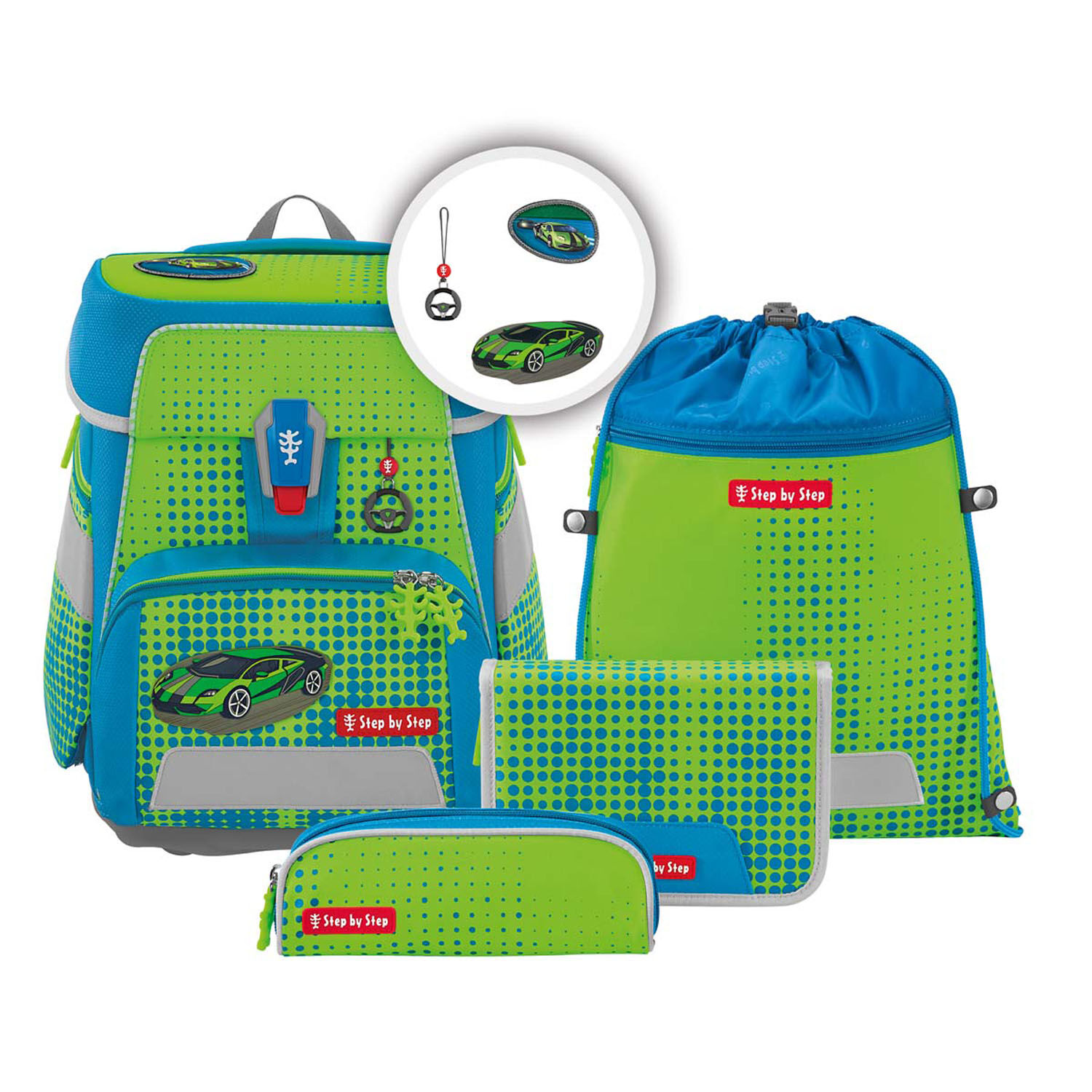 Zaino Set 5 Pezzi Step By Step Space Reflect – Star Shuttle Elio, Riflettente, Con Astuccio E Borsa Palestra, Per Bambini