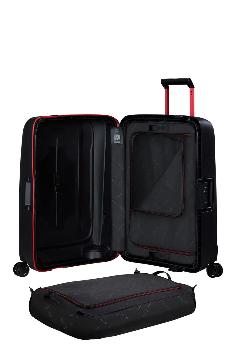 Samsonite Essens Trolley mit 4 Rollen 69cm + GRATIS HOTELGUTSCHEIN Charcoal/Red