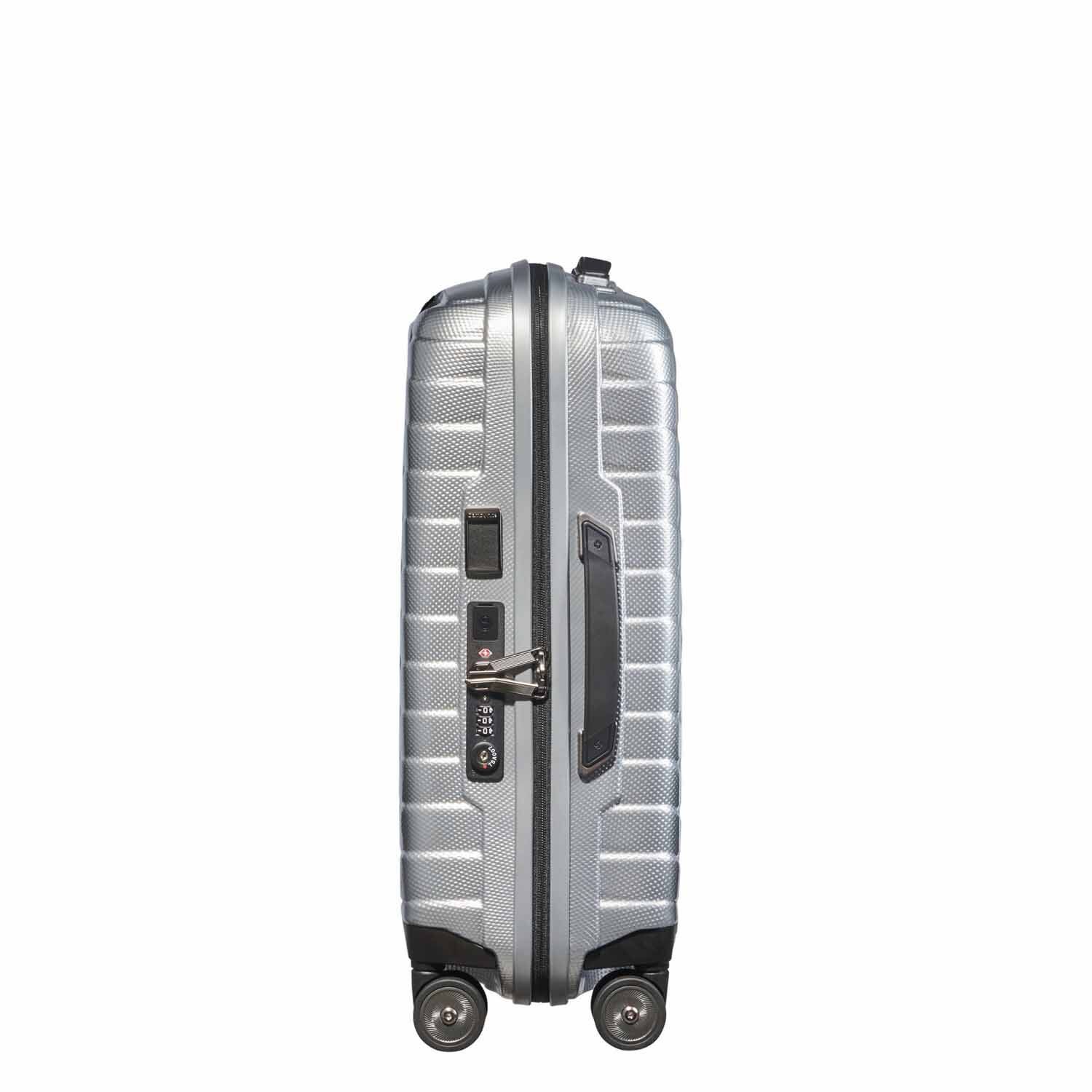 Samsonite Proxis Trolley mit 4 Rollen erweiterbar 55cm (20/23cm) + GRATIS HOTELGUTSCHEIN Silber