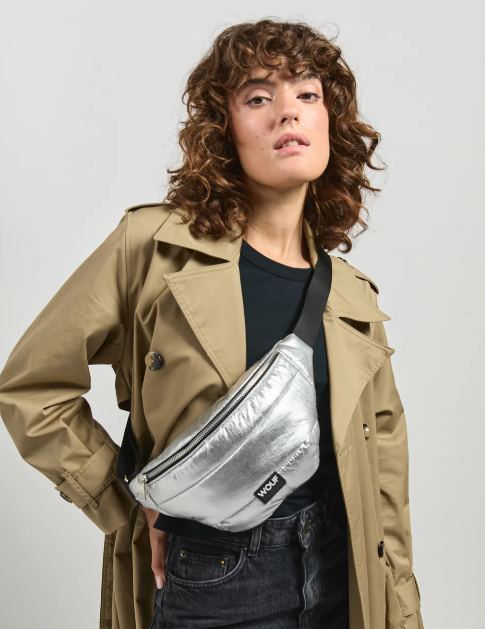 Wouf Quilted Collection Waist Bag Glossy Silver