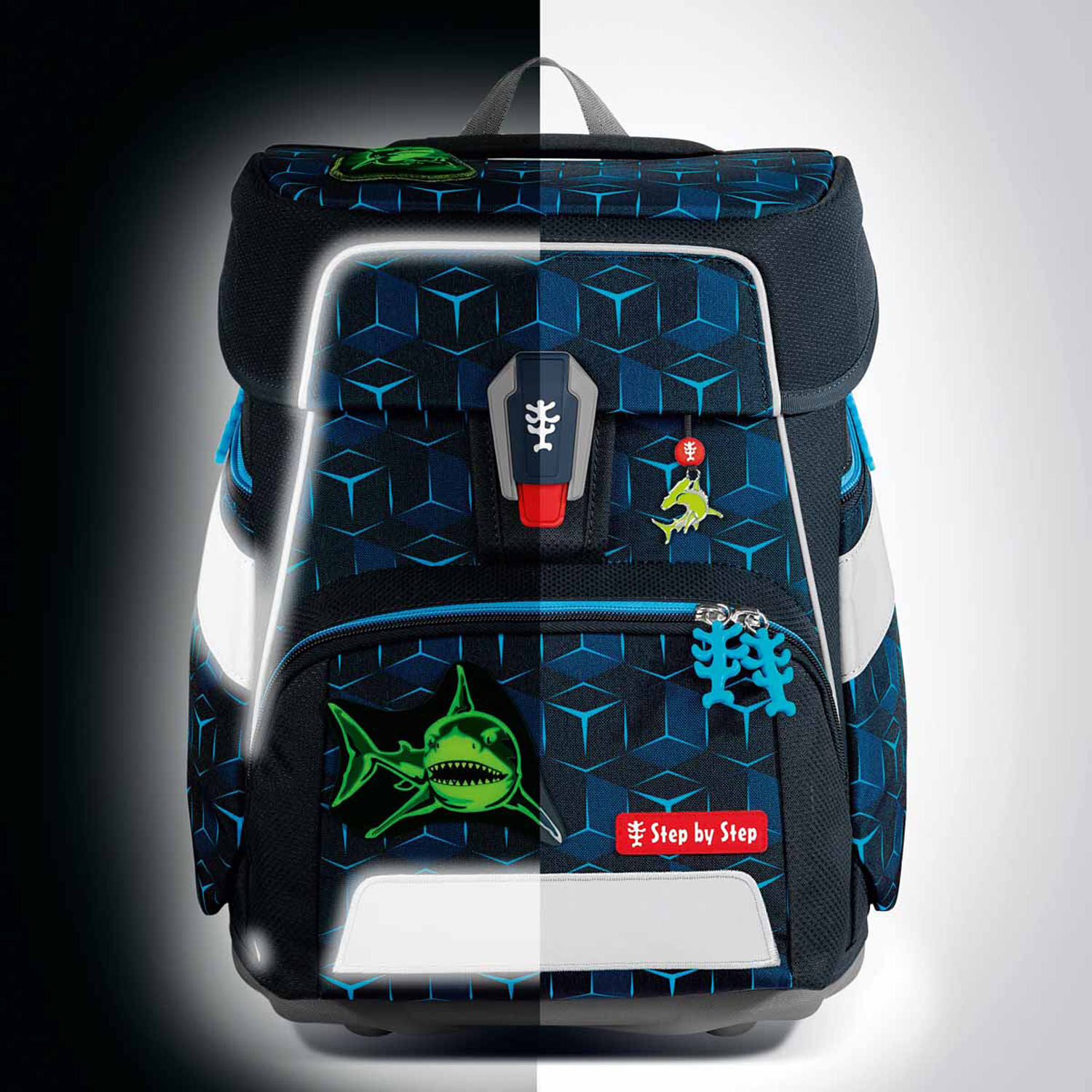 Step by Step SPACE SHINE Schulranzen-Set, 5-teilig Shark Dexter