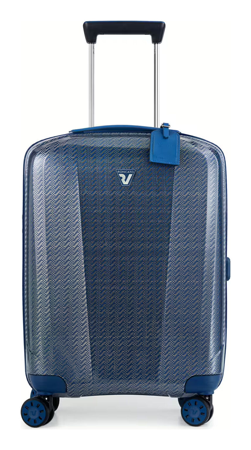 Roncato WE ARE GLAM TEXTURE Cabin Trolley 4-Rollen, 55/20cm Platino-Blue Pied De Poule
