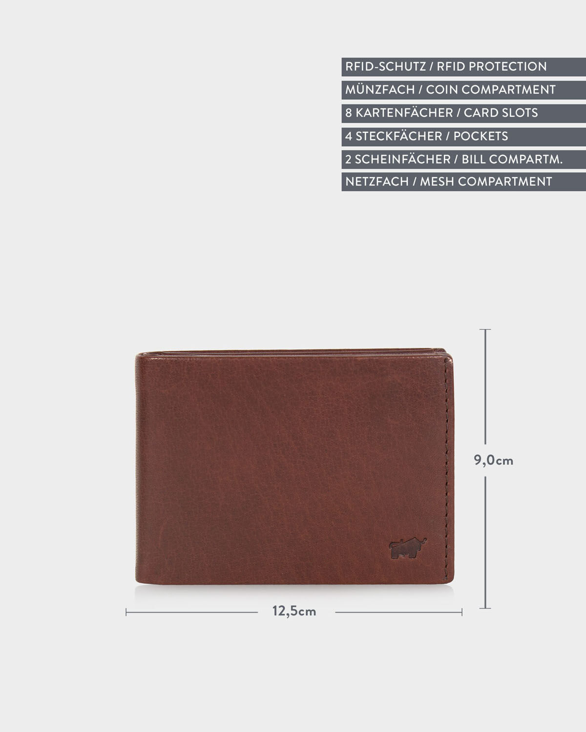 Braun Büffel SVEN RFID Geldbörse 8CS d. braun