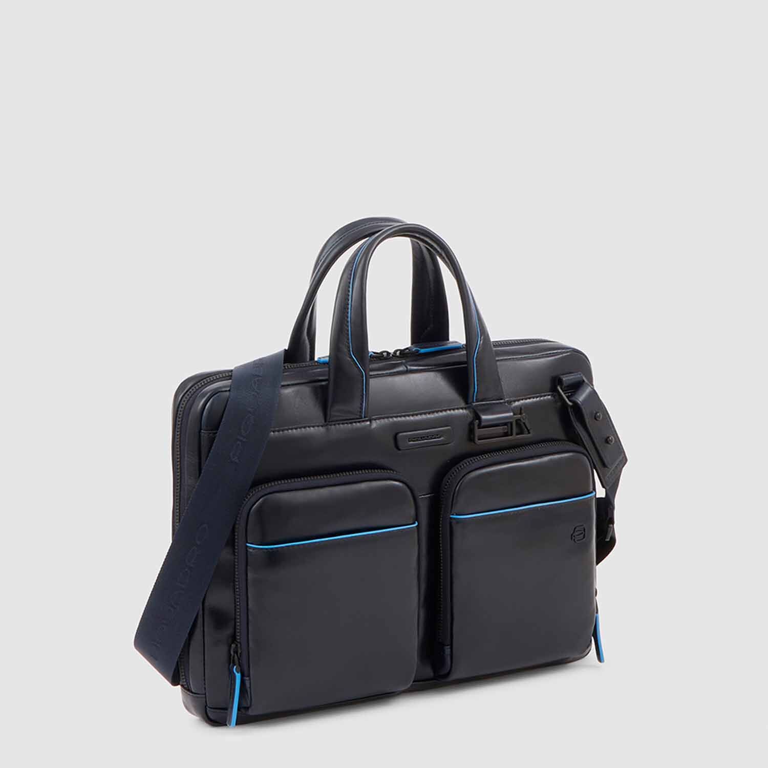 Piquadro Blue Square Revamp Schmale Laptoptasche 14" mit iPad®-Fach Schwarz