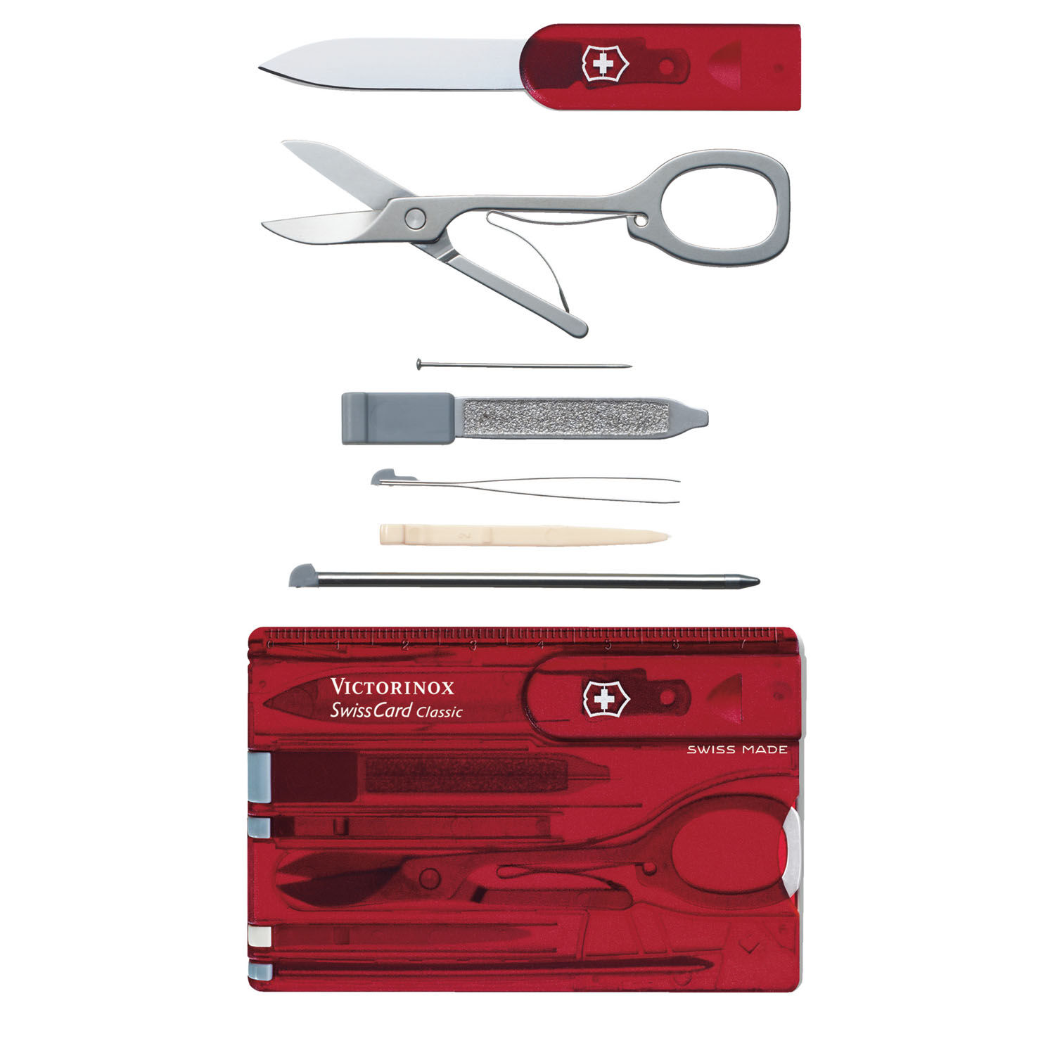 Victorinox Swiss Card Classic, 10 Funktionen Rot transparent Victorinox Swiss Card Classic, 10 Funktionen Rot transparent