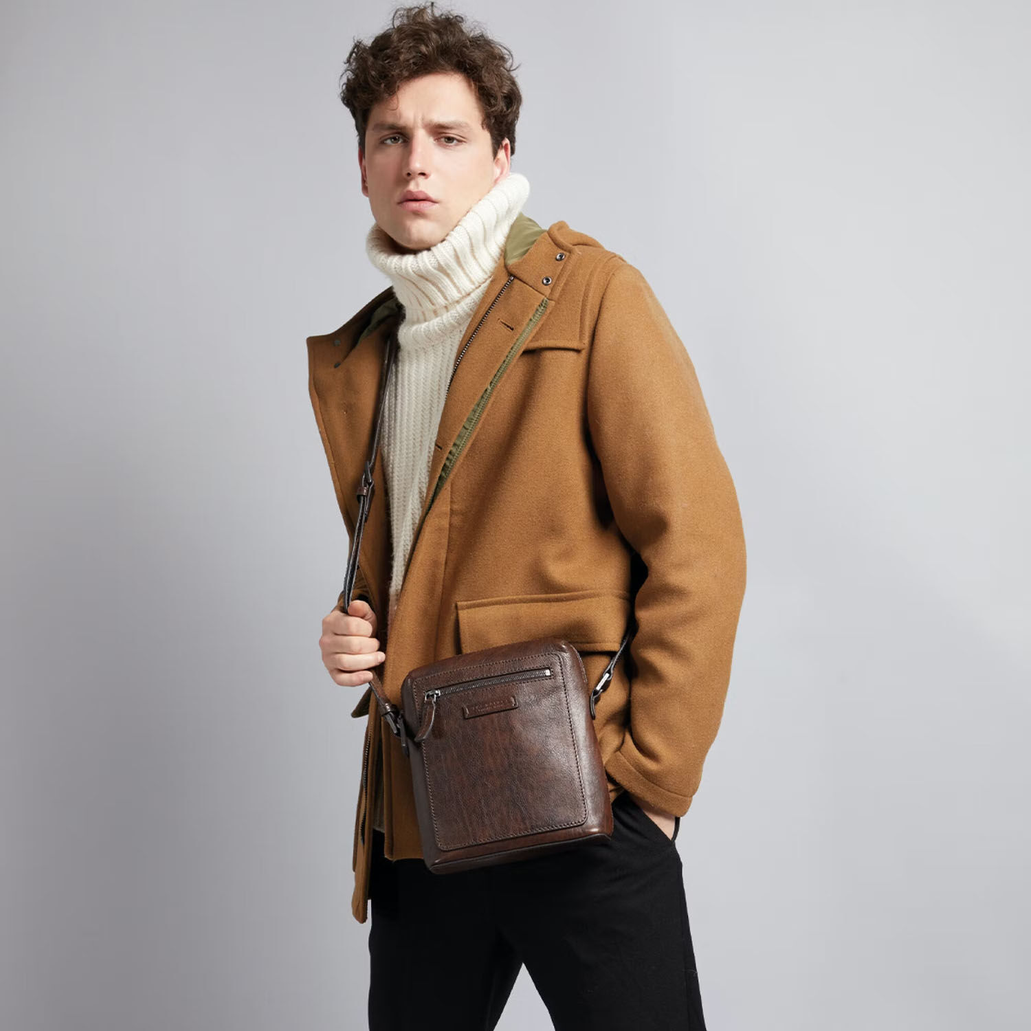 The Bridge Alberto Wild Leder-Schultertasche -0531137U Kastanie/Ruthenium