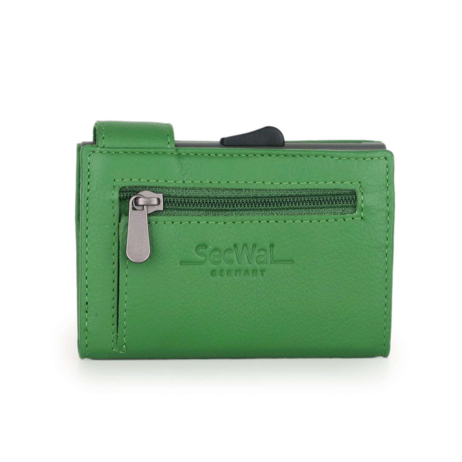 SecWal Matrix Kartenetui mit Münzfach Reißverschluss Grün