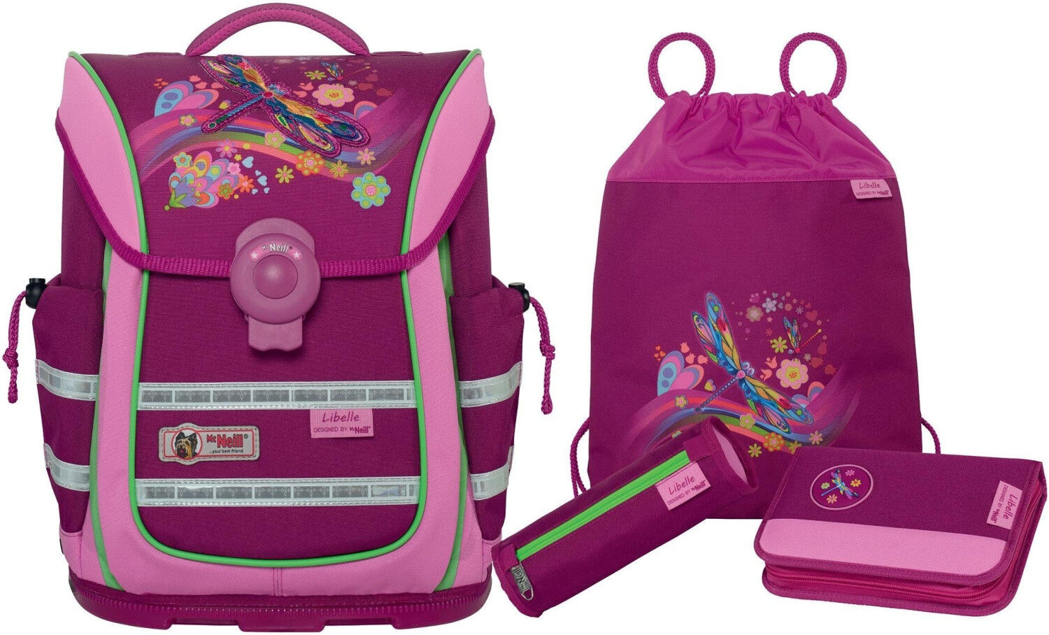 McNeill Ergo Primero Schulranzen-Set, 4-teilig Libelle