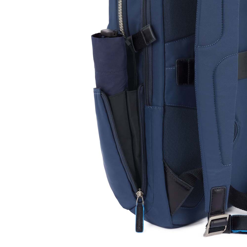 Piquadro PQ-RY Laptoprucksack für 15,6" aus Stoff und Leder Nachtblau Piquadro PQ-RY Laptoprucksack für 15,6" aus Stoff und Leder Nachtblau