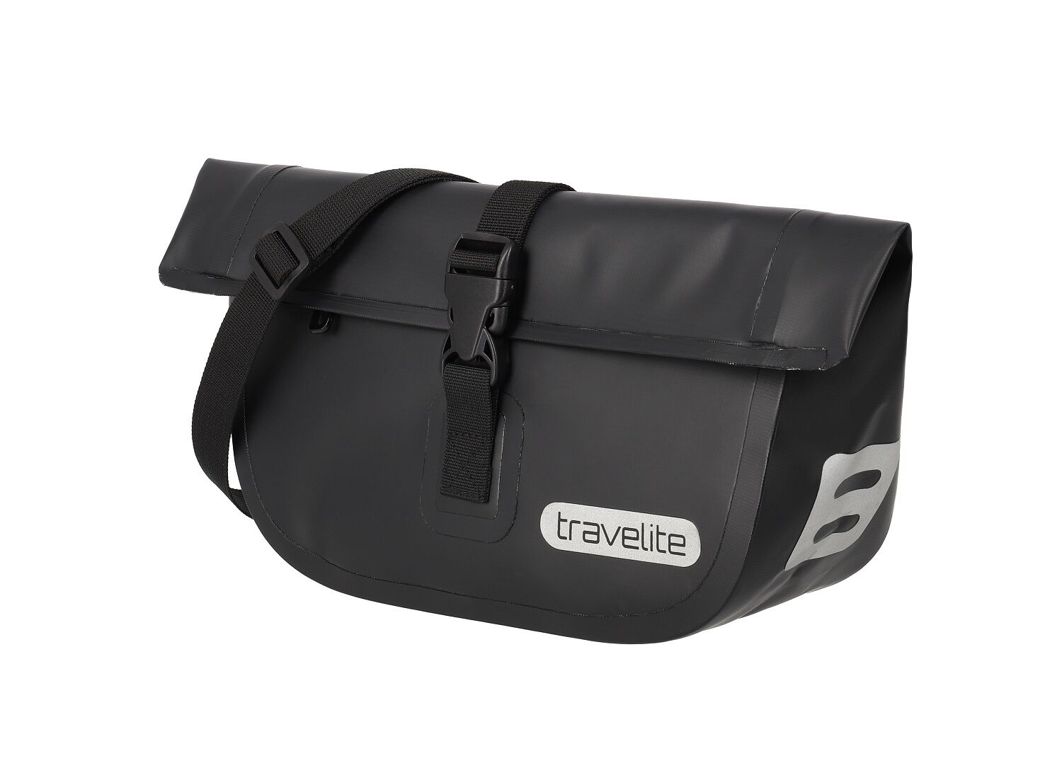 Travelite Basics Plane Lenkertasche mit Gurt zum Umhängen Schwarz