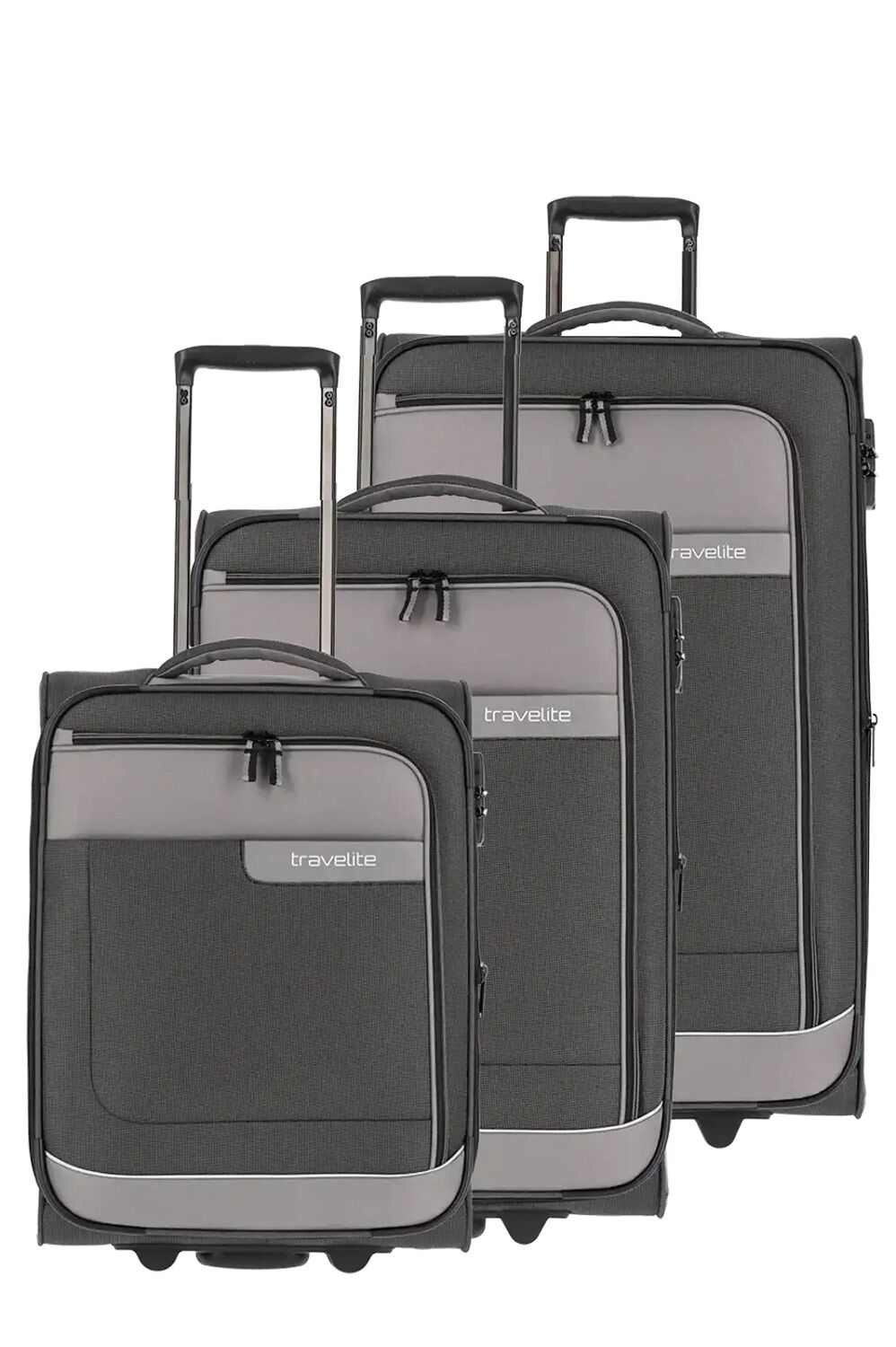 Travelite Viia 3-tlg. Koffer-Set L/M/S, 2-Rollen Schiefer