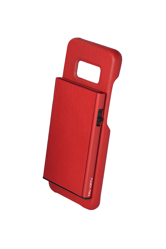 Tru Virtu Click & Slide Pay & Phone Kartenetui und Smartphoneülle - Samsung Galaxy S8 Nappa Coral/Red