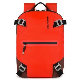 Piquadro PQ-Modular Laptoprucksack 13,3" aus rezykliertem antiviralen Stoff Rot