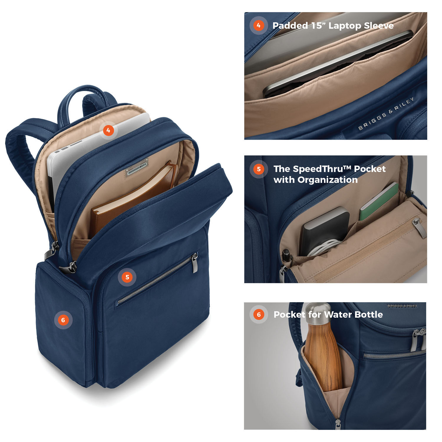 Briggs & Riley Rhapsody Medium Backpack Navy