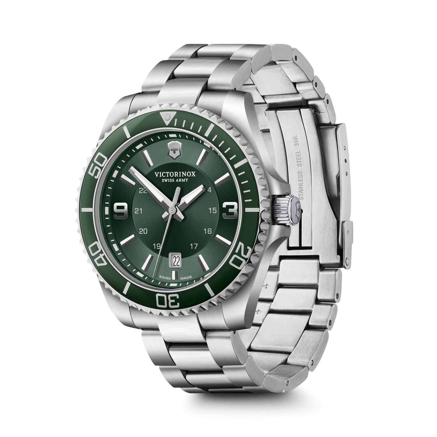 Victorinox Maverick Large, 43mm Herrenuhr green dial, silver Victorinox Maverick Large, 43mm Herrenuhr green dial, silver