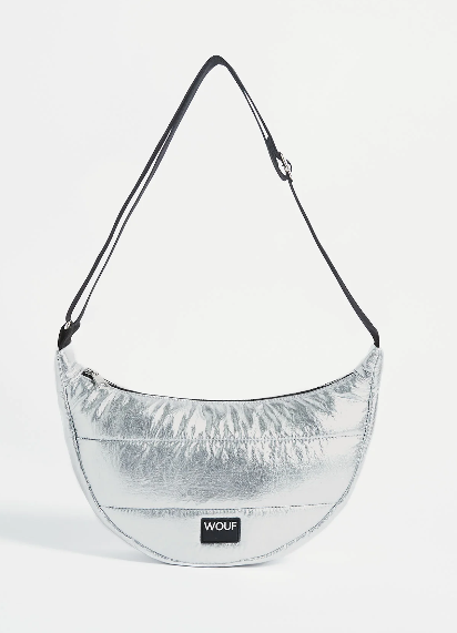 Wouf Quilted Collection Crossbody Bag -Glossy Silver