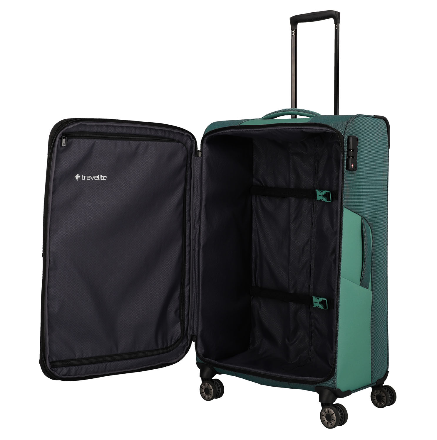 Travelite Viia Trolley L 4-Rollen erweiterbar Eukalyptus