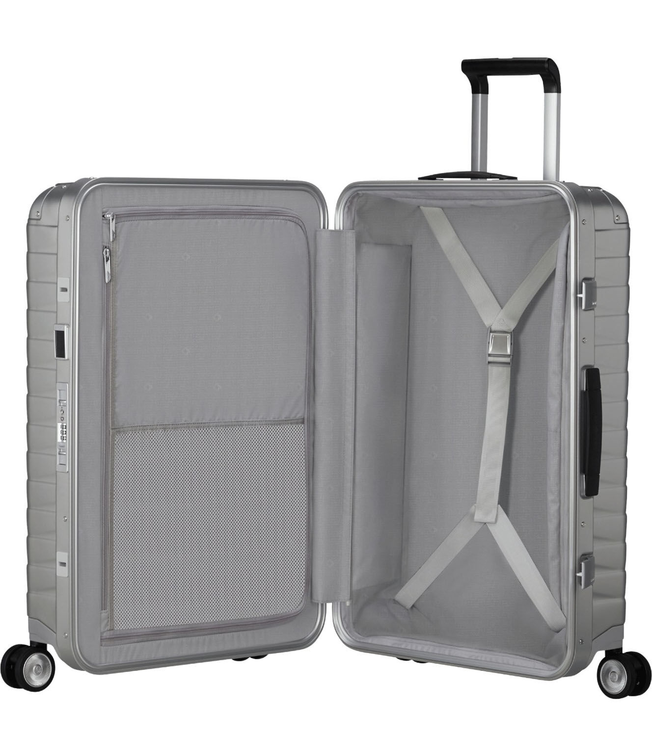 Samsonite Proxis Alu Trolley mit 4 Rollen 69cm + GRATIS HOTELGUTSCHEIN Aluminium