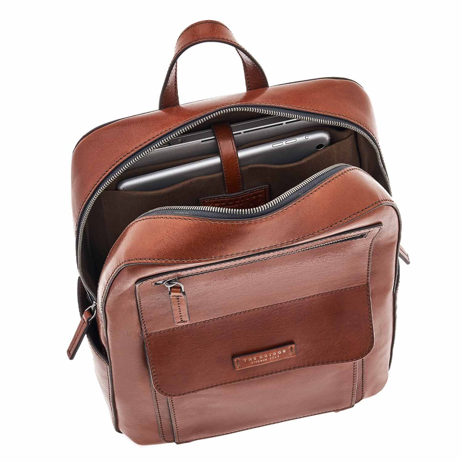 The Bridge Alberto Leder-Rucksack 40cm Braun/Ruthenium Dunkel