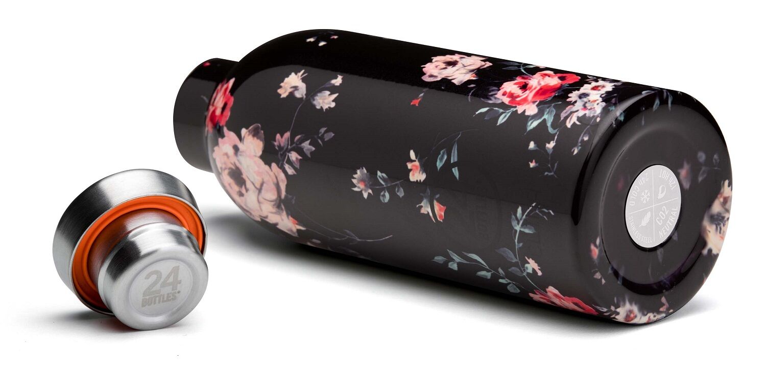24Bottles® Clima Bottle Floral 500ml Ebony Rose