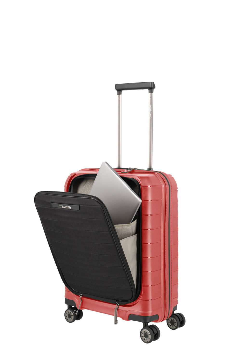Travelite Mooby Trolley S mit Vortasche, 4-Rollen Rot