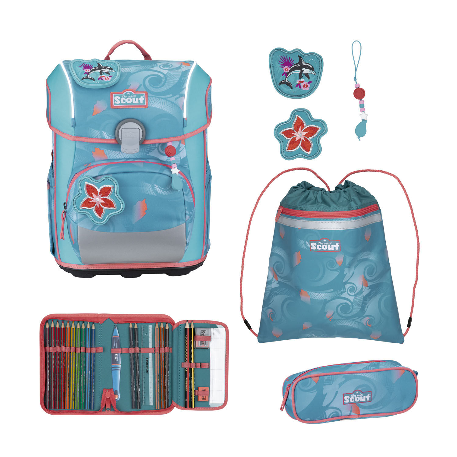 Scout Neo Exklusiv Safety Light Schulranzen-Set 5-teilig Aloha