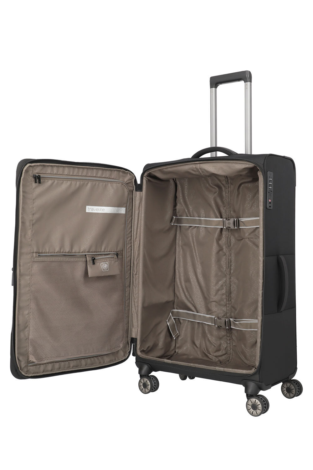 Travelite Crosslite Trolley L 4-Rollen erweiterbar Schwarz