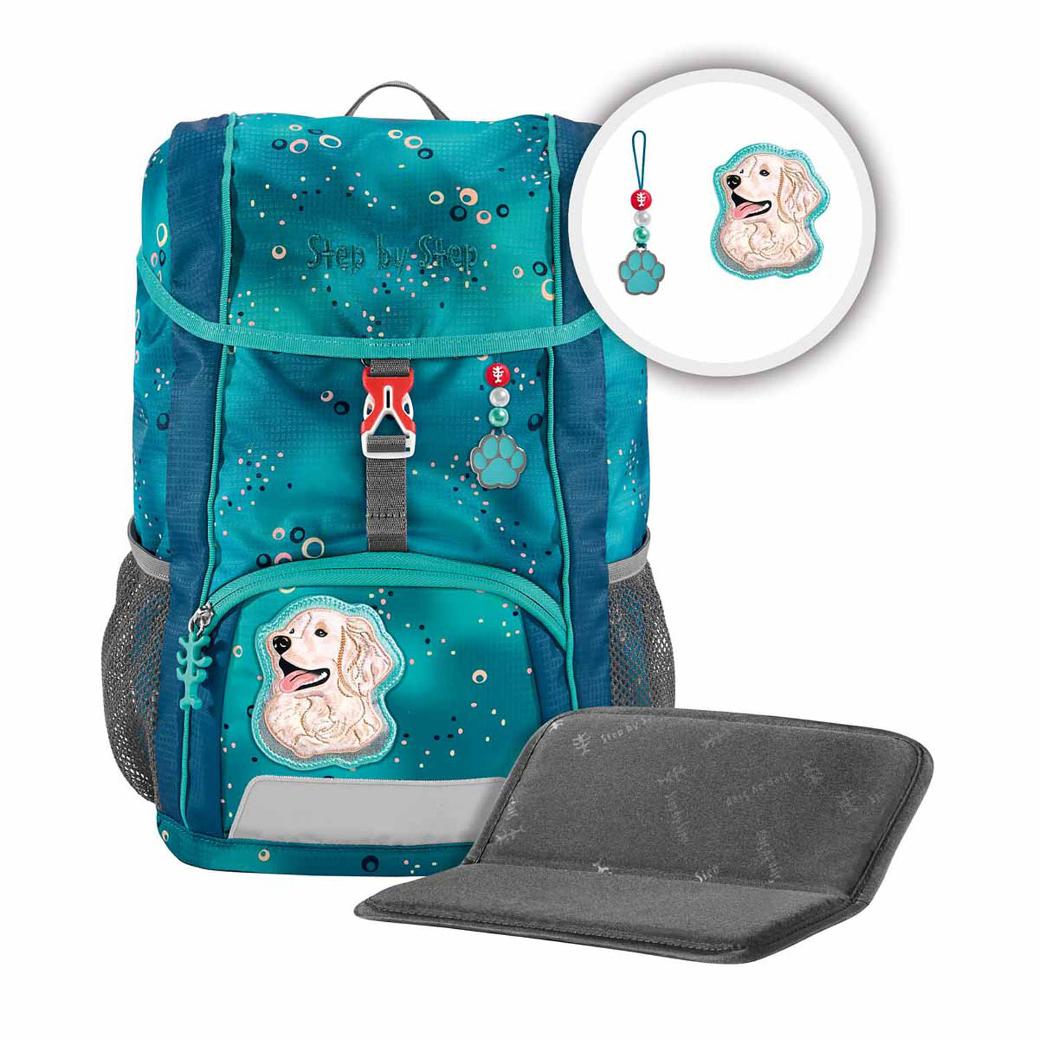 Step by Step Kinderrucksack KID Rucksack-Set, 3-teilig inkl. Sitzkissen Dog Basty