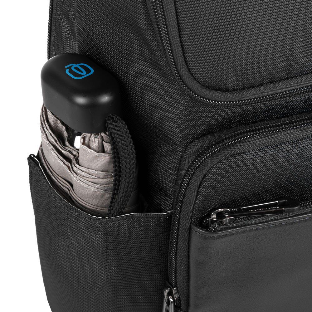 Piquadro Macbeth Laptoprucksack 14" aus Leder und mit recyceltem Stoff Schwarz Piquadro Macbeth Laptoprucksack 14" aus Leder und mit recyceltem Stoff Schwarz