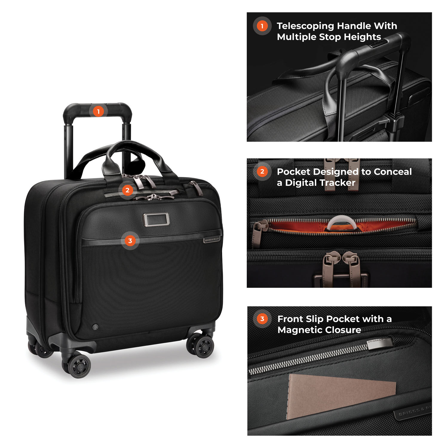 Briggs & Riley Business 2.0 Medium Spinner Brief 4 Wheels Black Briggs & Riley Business 2.0 Medium Spinner Brief 4 Wheels Black