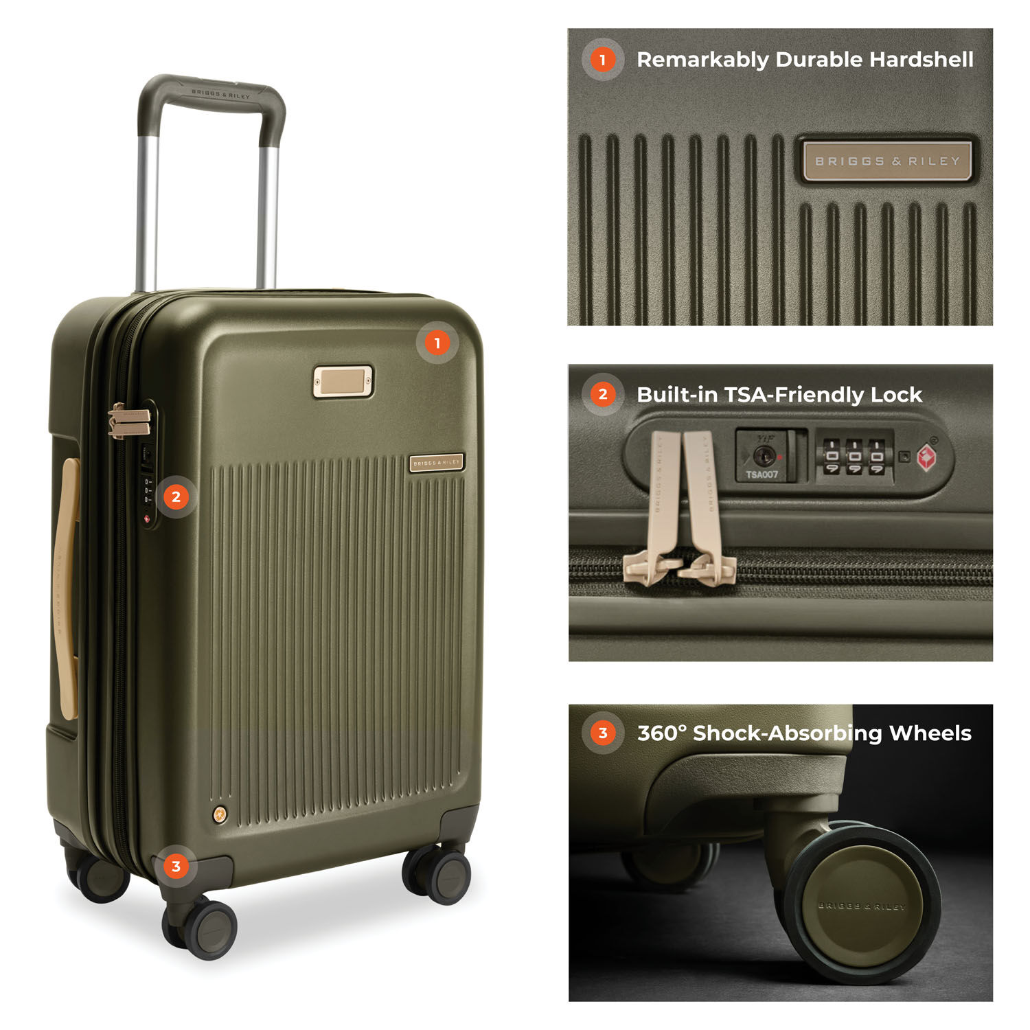 Briggs & Riley Sympatico 3.0 Essential 56cm Carry-On Expandable Spinner Olive