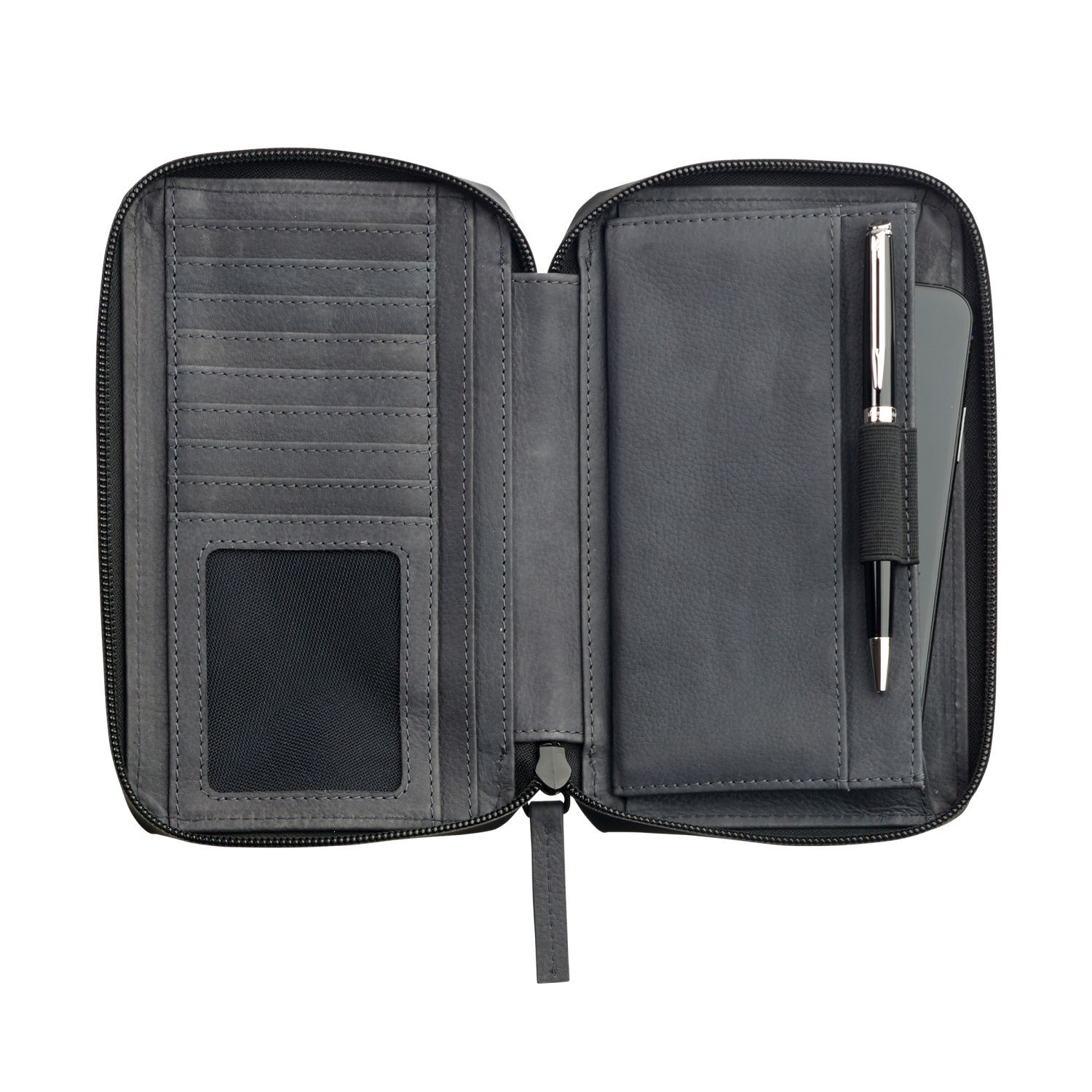 Leonhard Heyden Den Haag Leder-Handy-Umhängetasche Grau