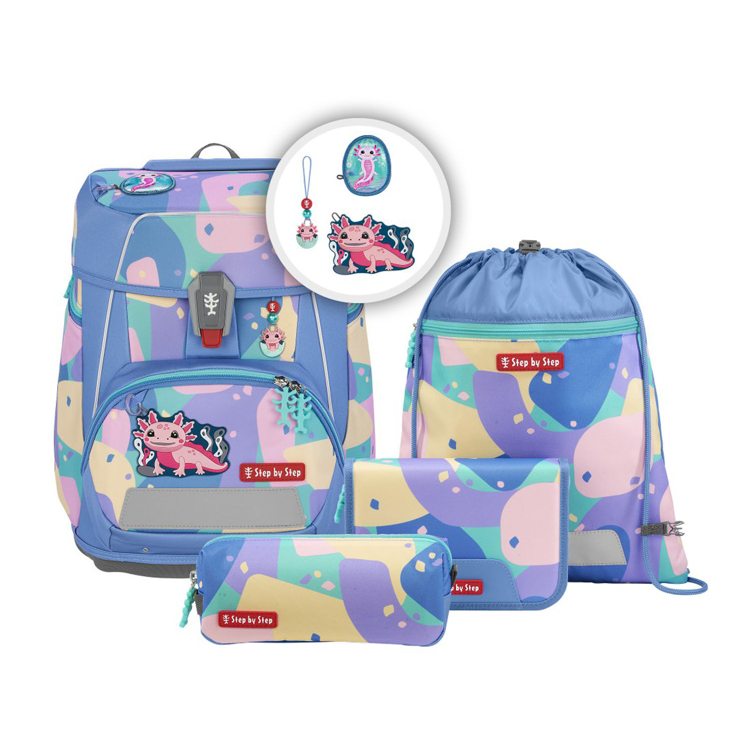 Step by Step SPACE 5-teiliges Schulranzen-Set Axolotl Sally