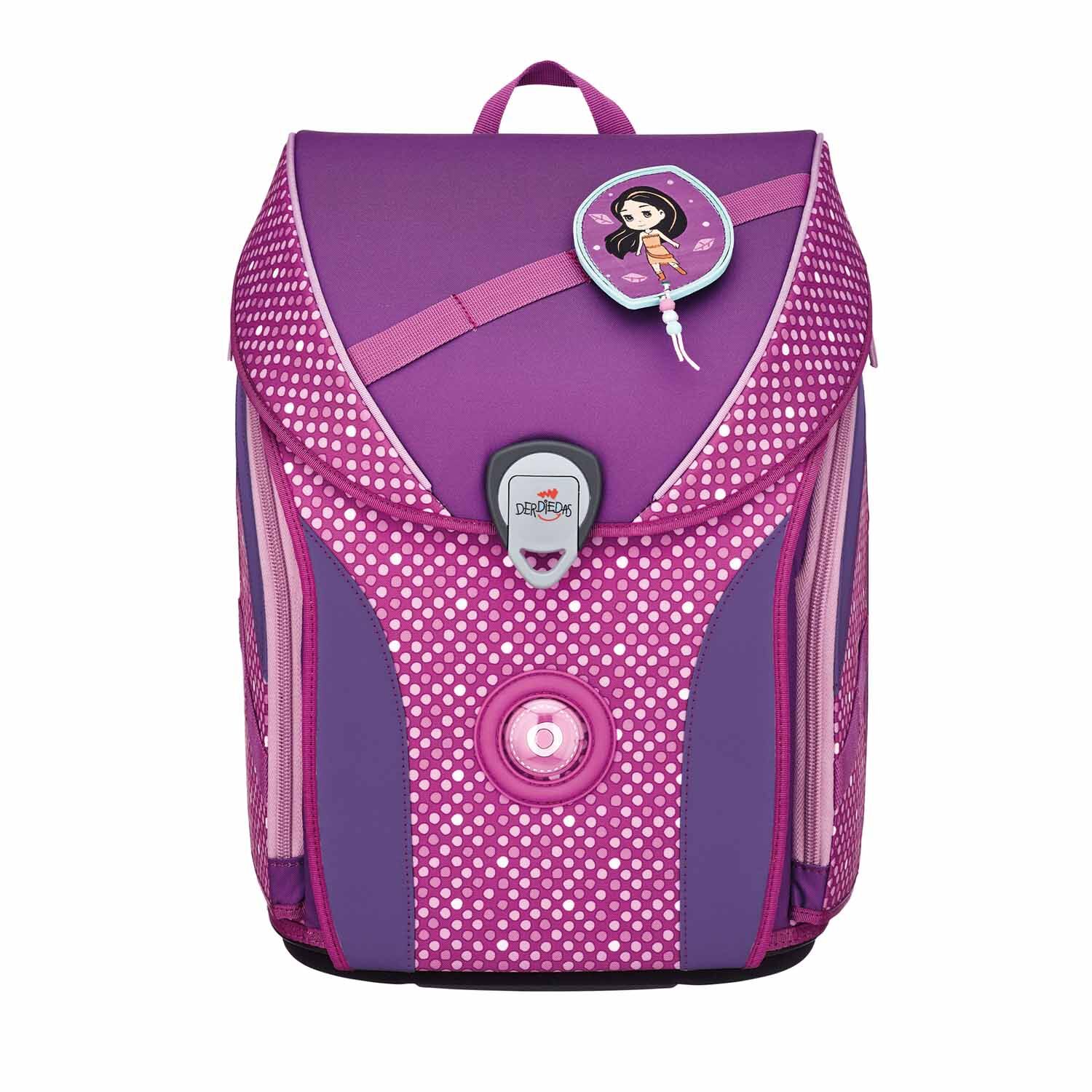 DerDieDas ErgoFlex MAX Schulrucksack-Set 5-teilig mit Sportbeutel Purple Dots