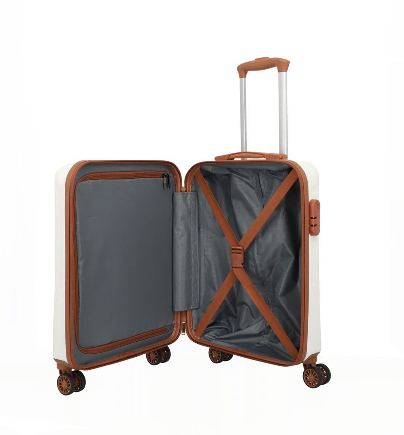 Travelite BALI Trolley S 4-Rollen Weiss/cognac