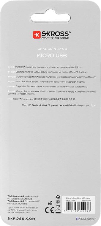 SKROSS Charge‘n Sync Micro USB silber