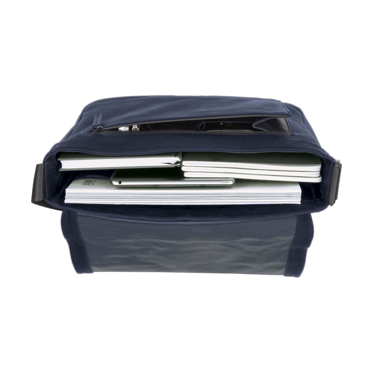 Leonhard Heyden Den Haag Leder-Umhängetasche L Blau