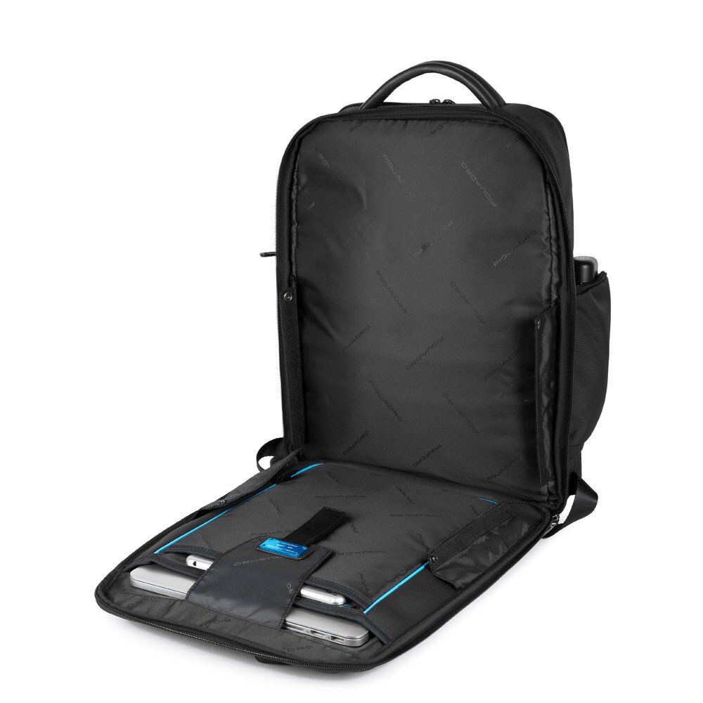 Piquadro Macbeth Fast-check Laptoprucksack 15,6" aus Leder und recyceltem Schwarz Piquadro Macbeth Fast-check Laptoprucksack 15,6" aus Leder und recyceltem Schwarz